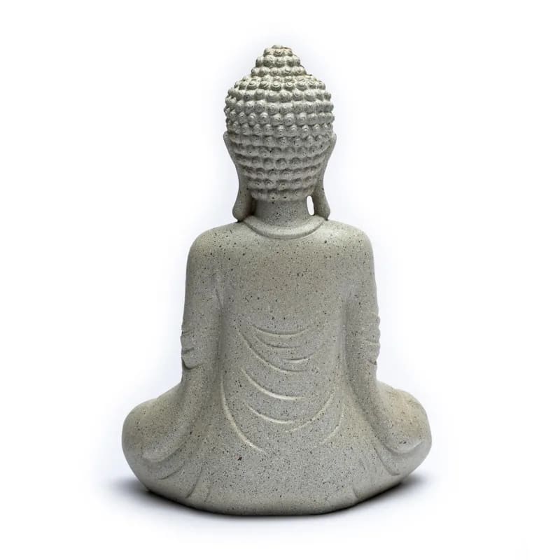 Bouddha méditant gris avec bougeoir – vue 4