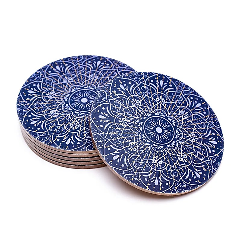 Sous-verres en bois | Mandala bleu