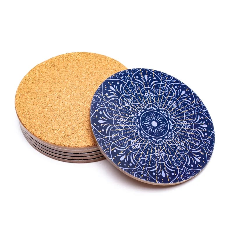 Sous-verres en bois | Mandala bleu