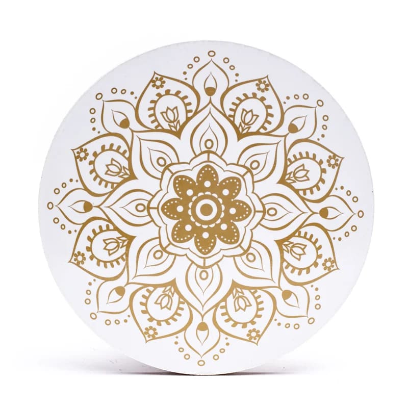 Sous-verres en bois | Mandala blanc