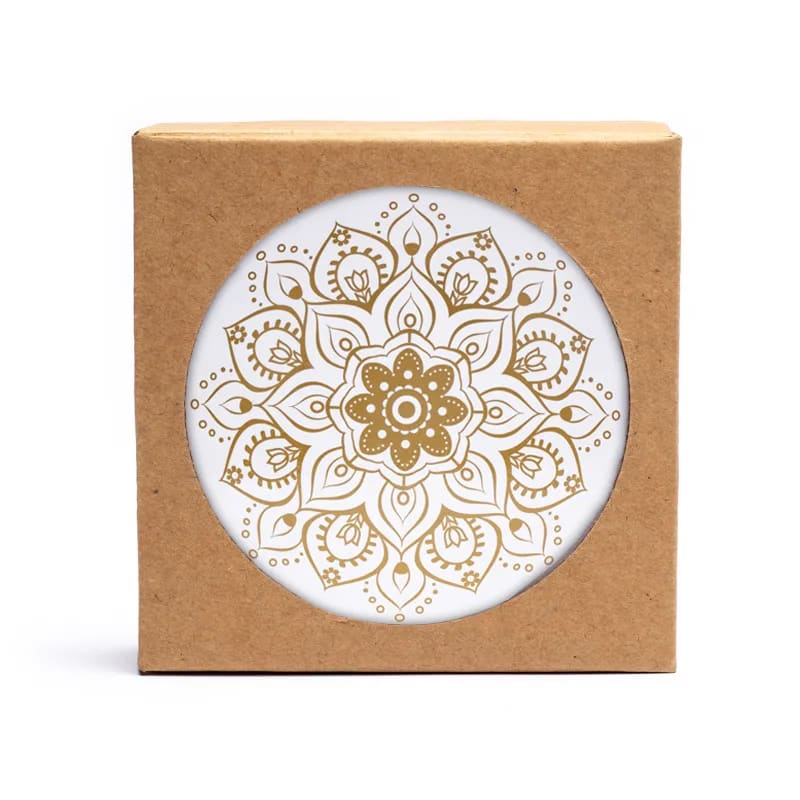 Sous-verres en bois | Mandala blanc