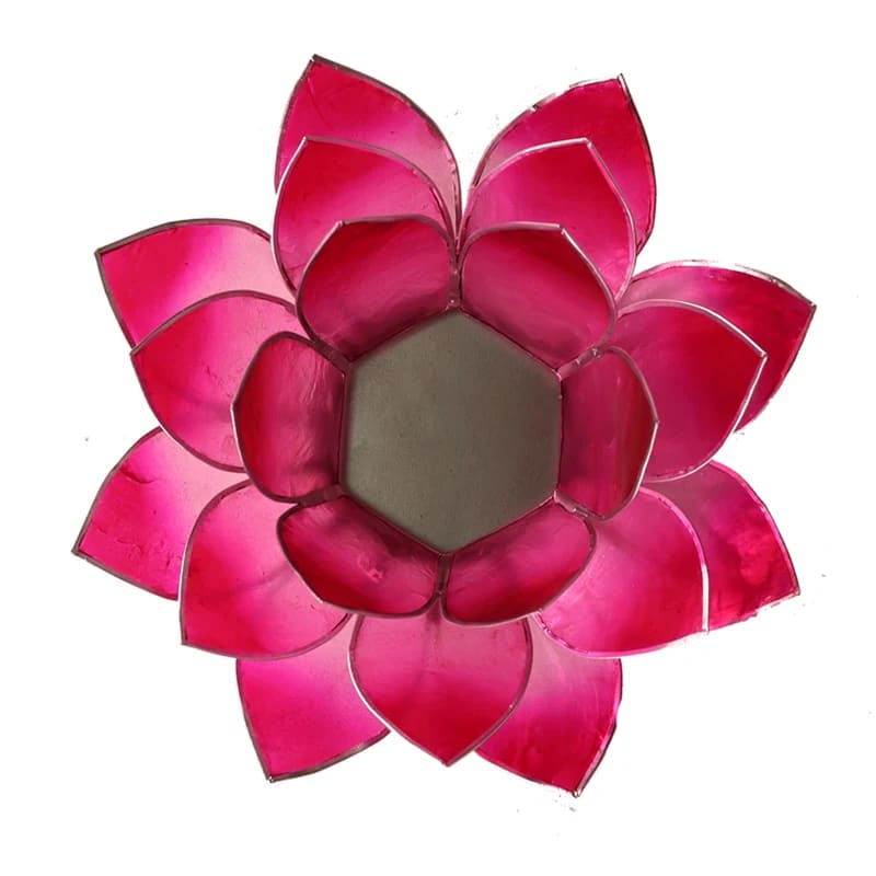 Bougeoirs Lotus bords argentés – 13,5 cm | Rose - vue de dessus