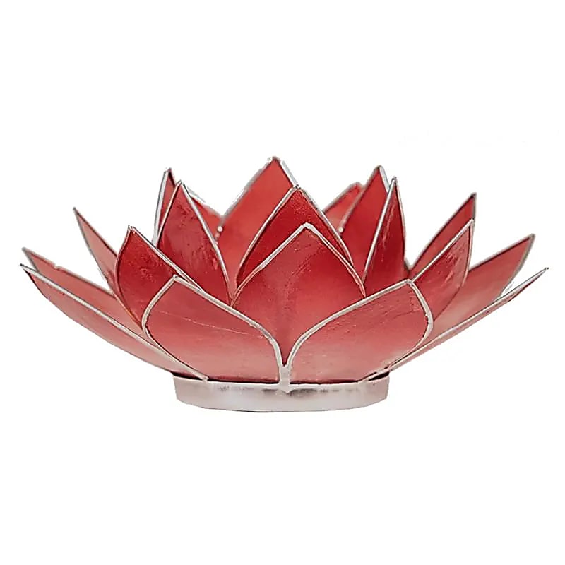 Bougeoirs Lotus bords argentés – 13,5 cm | Rouge