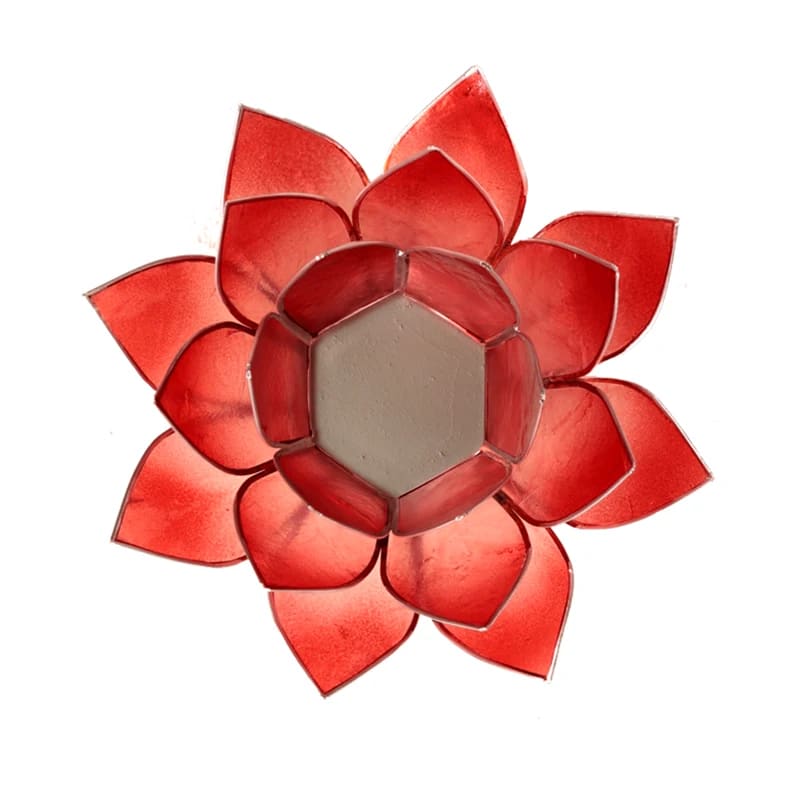 Bougeoirs Lotus bords argentés – 13,5 cm | Rouge - vue de dessus