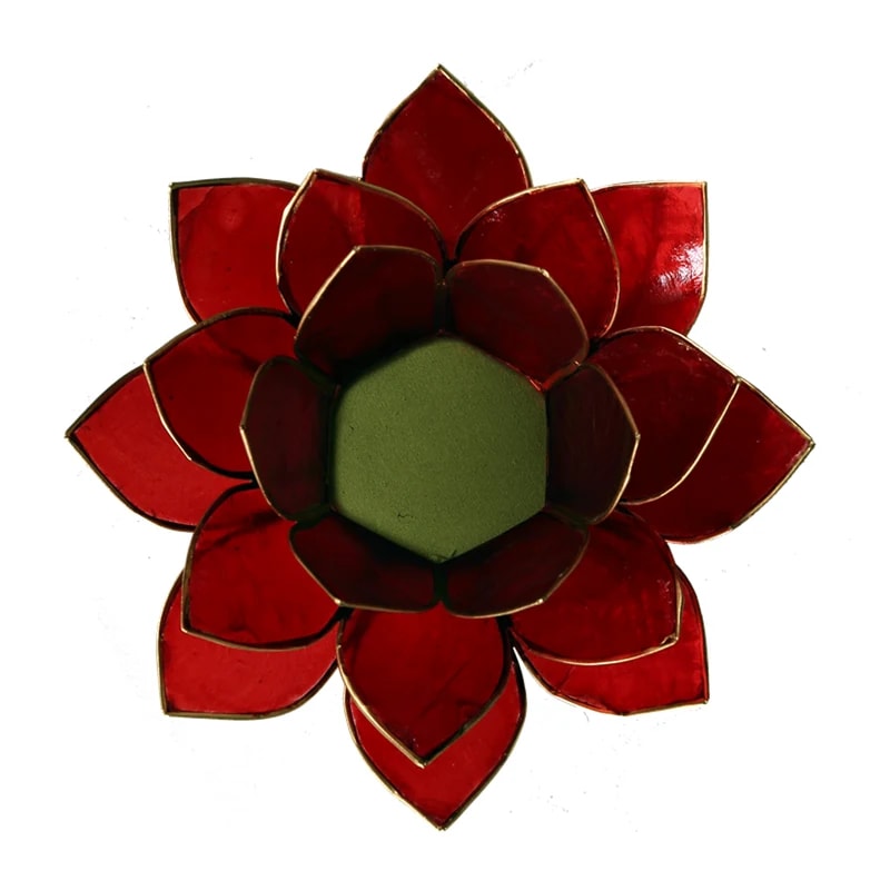 Bougeoir Lotus  bords dorés 1er Chakra - vue de dessus