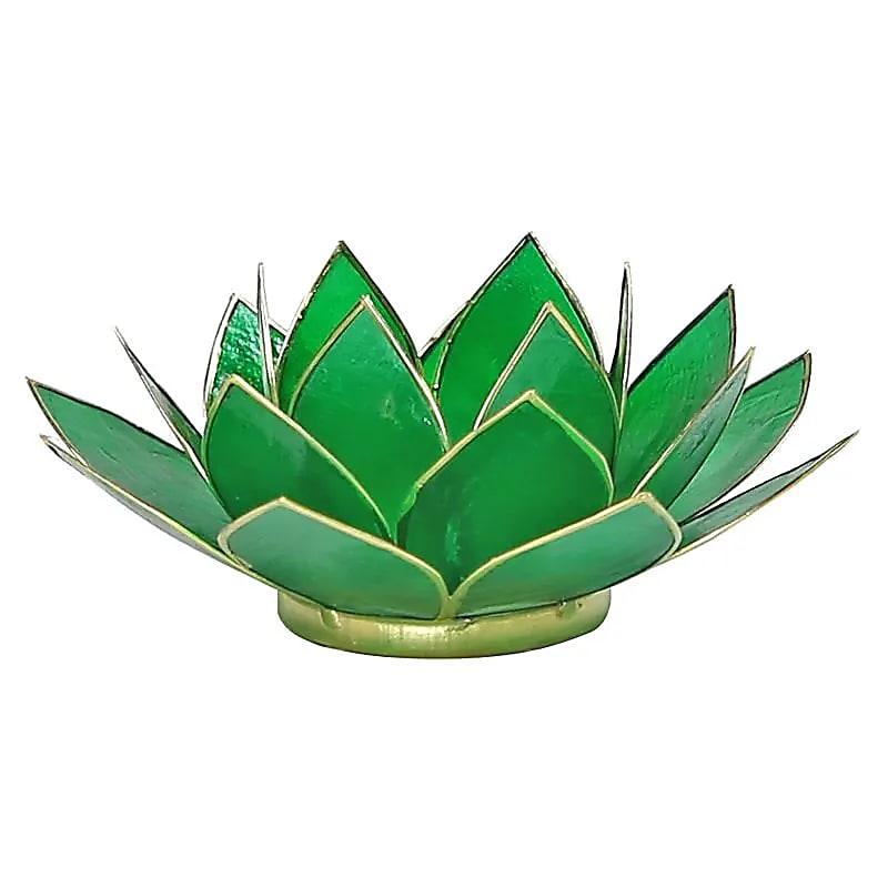 Bougeoir Lotus  bords dorés 4éme Chakra
