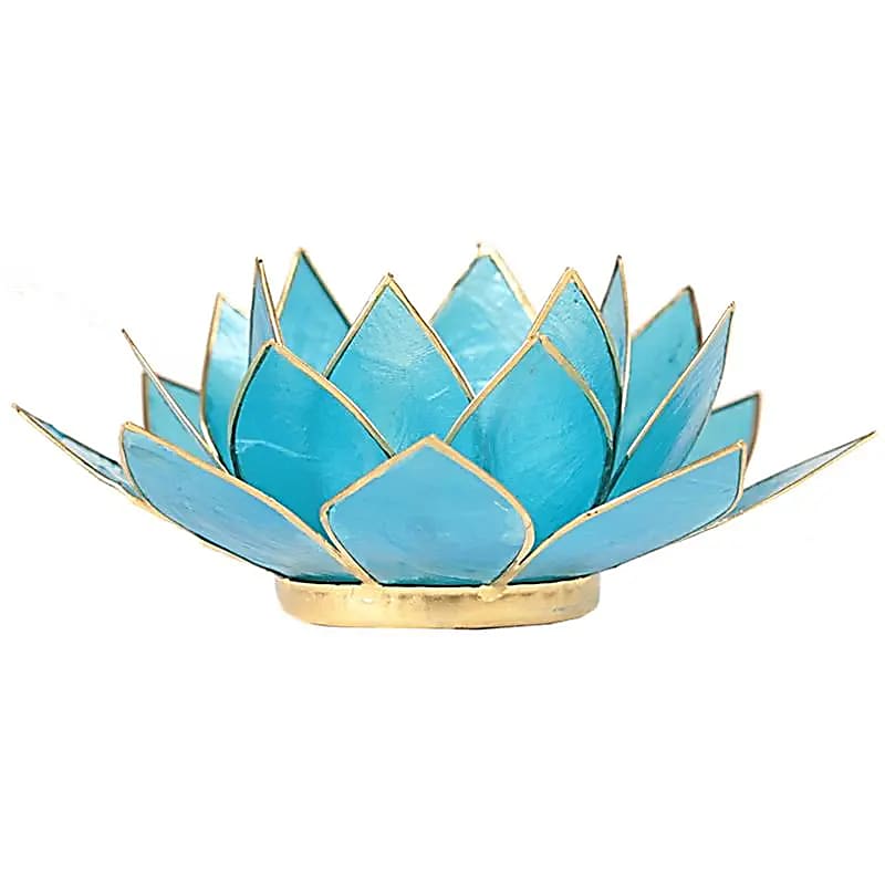 Bougeoir Lotus  bords dorés 5éme Chakra