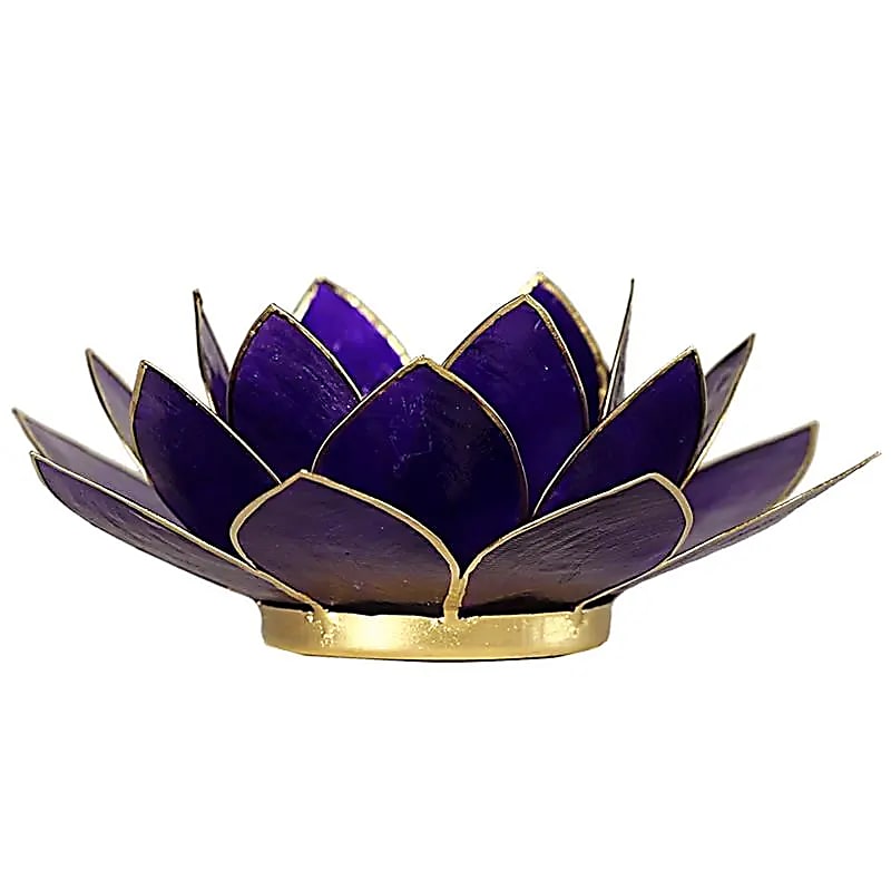 Bougeoir Lotus  bords dorés 7éme Chakra
