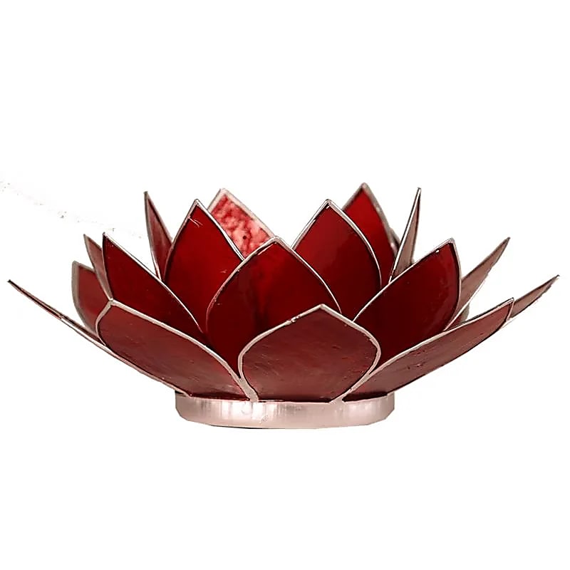 Bougeoirs Lotus 1er Chakra – Coquilles de Capiz & Bords Argentés