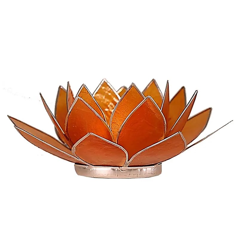 Bougeoirs Lotus 2nd Chakra – Coquilles de Capiz & Bords Argentés