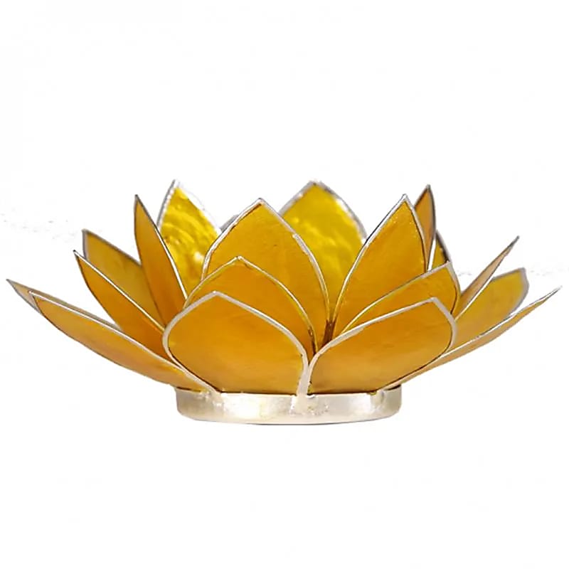 Bougeoirs Lotus 3éme Chakra – Coquilles de Capiz & Bords Argentés