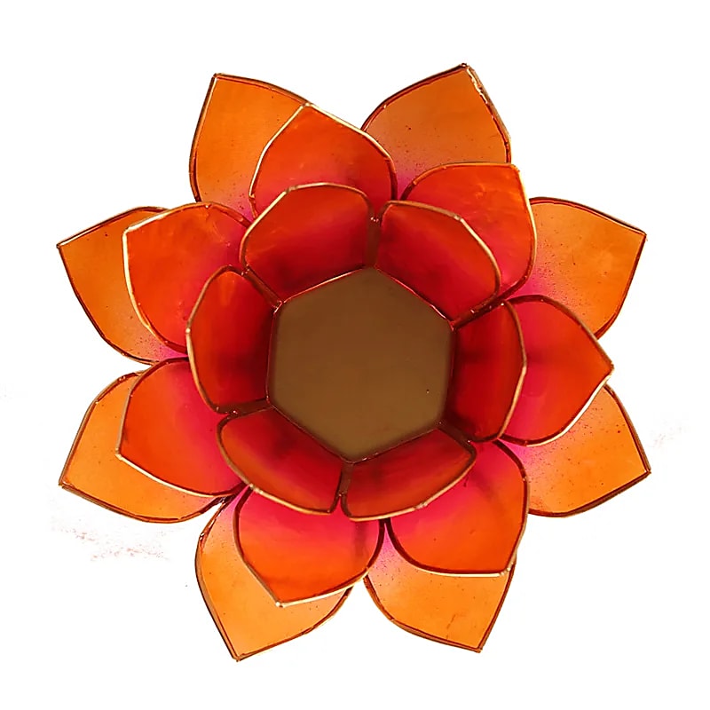 Bougeoirs Lotus - Bords Dorés 13.5 cm - orange - vue de dessus