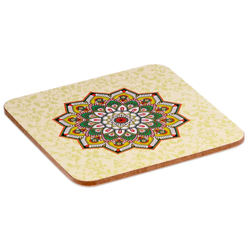 Sous-verres en bois | Mandala vert