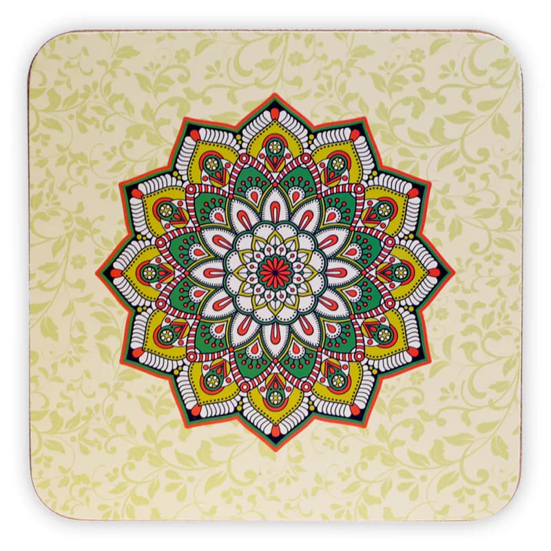 Sous-verres en bois | Mandala vert