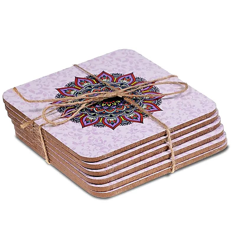 Sous-verres en bois | Mandala violet