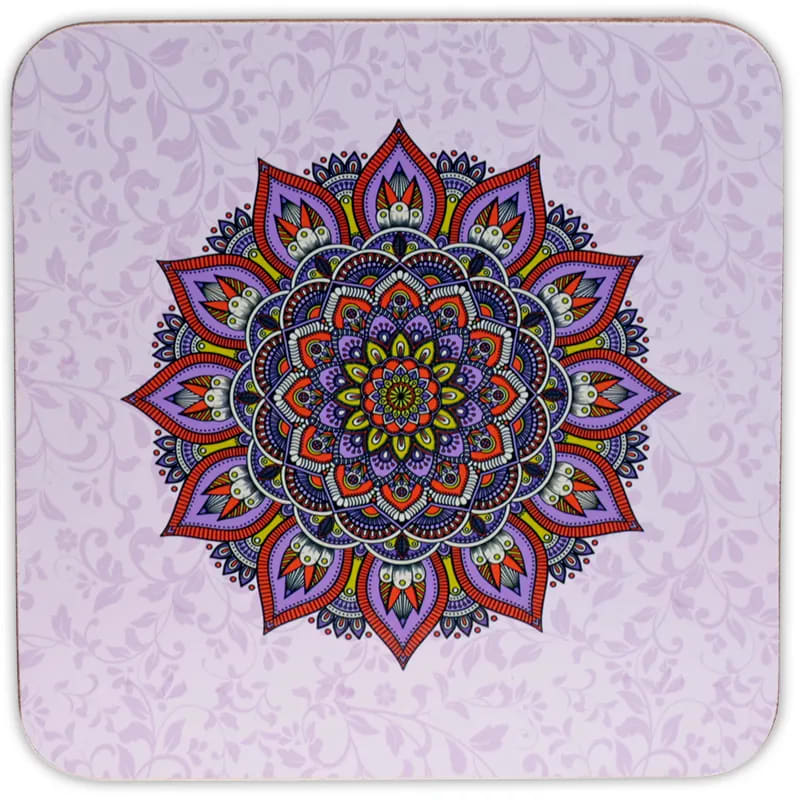Sous-verres en bois | Mandala violet