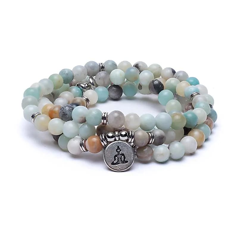 Mala en Amazonite avec charm Bouddha