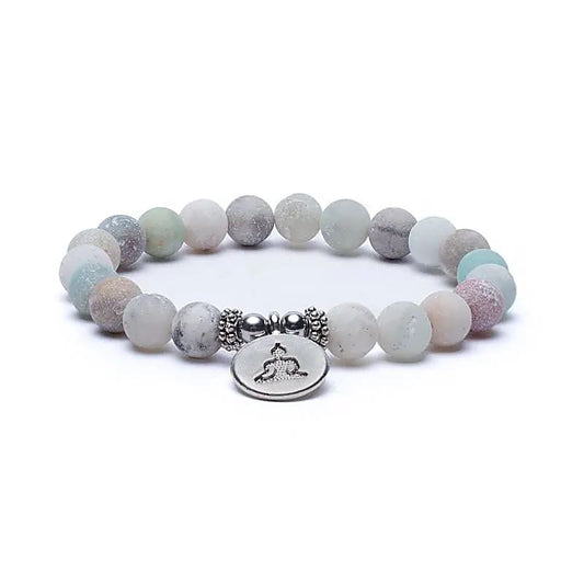 Bracelet en Amazonite 21 perles | charm Bouddha