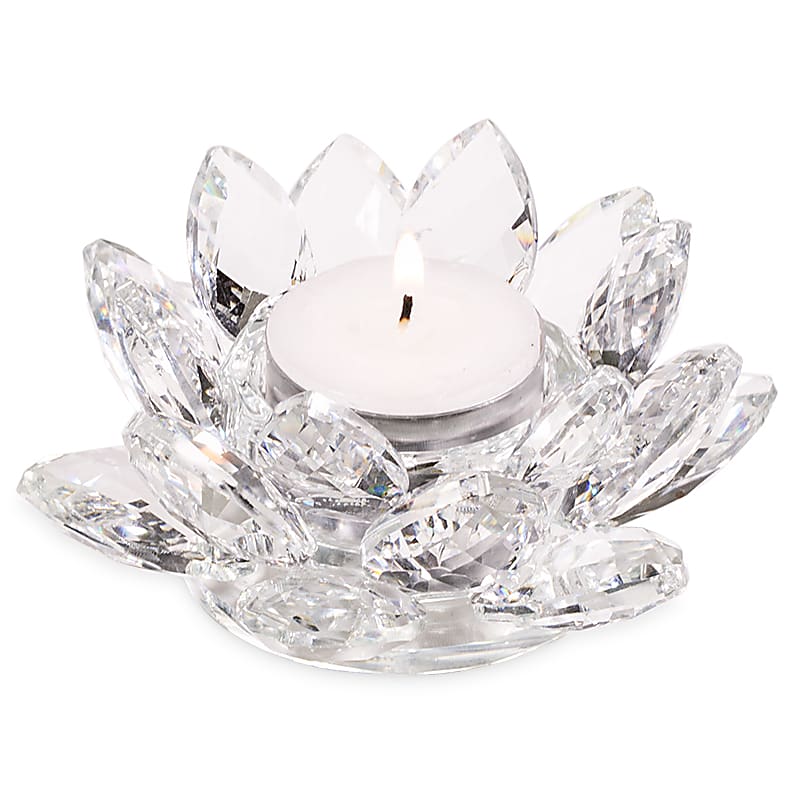 Bougeoir Lotus en Cristal Couleur – 11 x 5.5 cm – vue 8