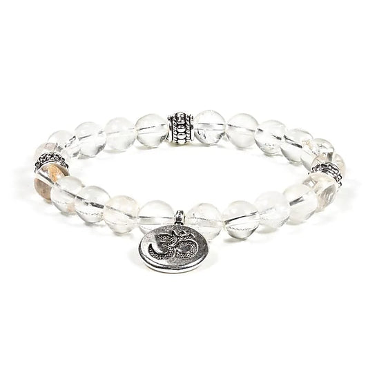 Bracelet Cristal de Roche 21 perles | charm Om