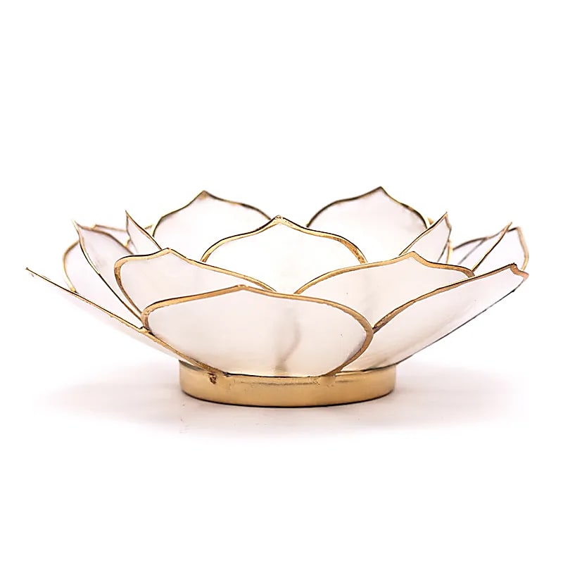 Bougeoirs Pétales de Lotus - Bords dorés - Naturel