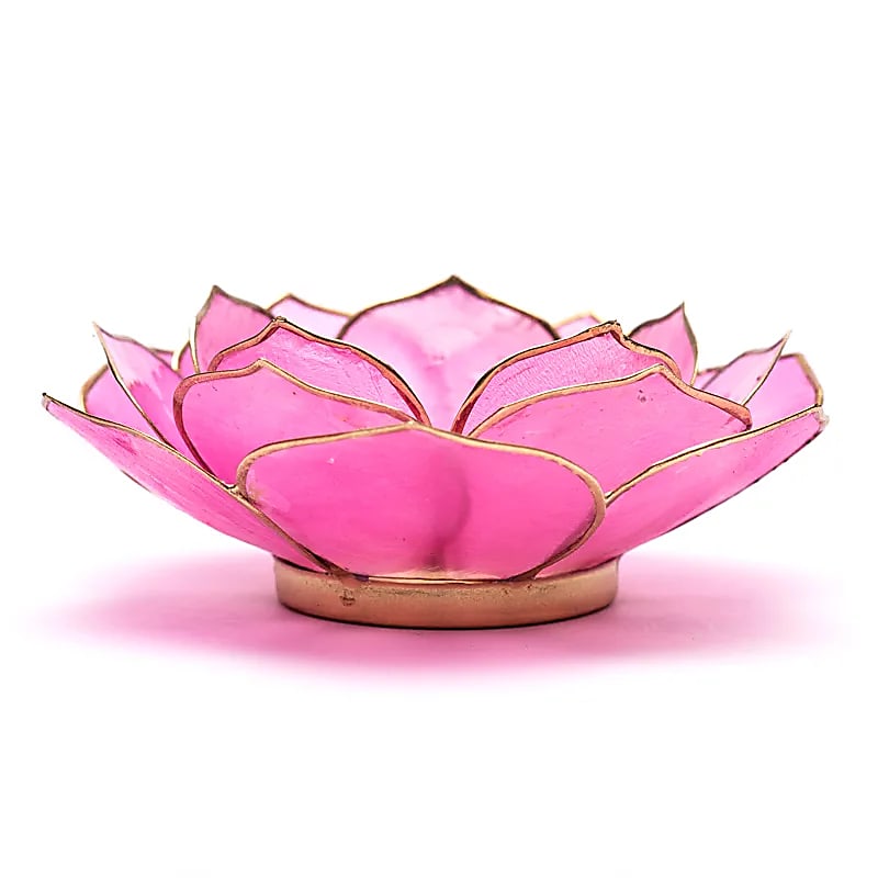 Bougeoirs Pétales de Lotus - Bords dorés - Rose