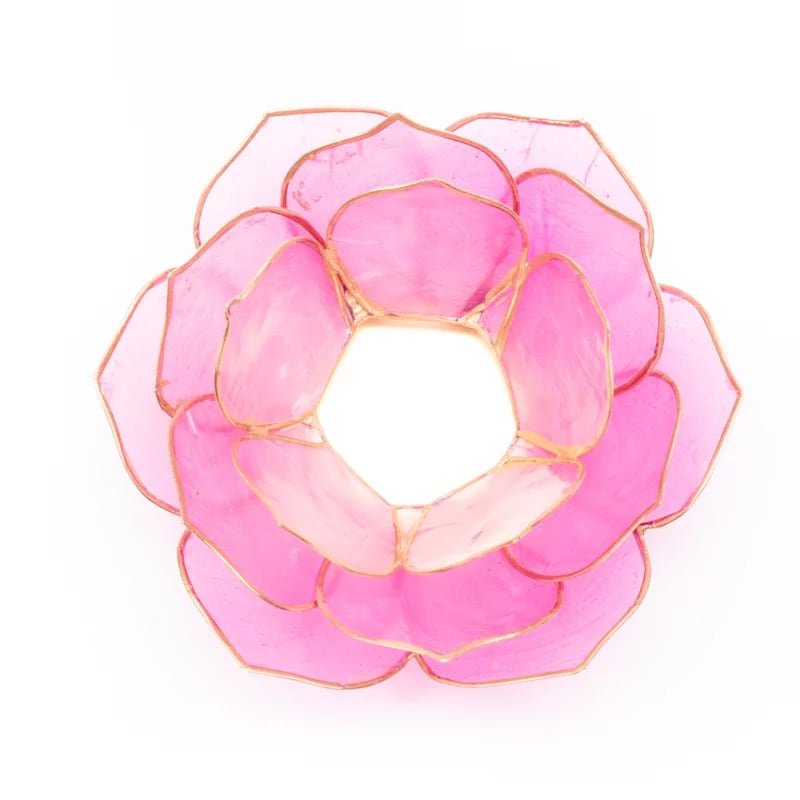 Bougeoirs Pétales de Lotus - Bords dorés - Rose - Vue de dessus