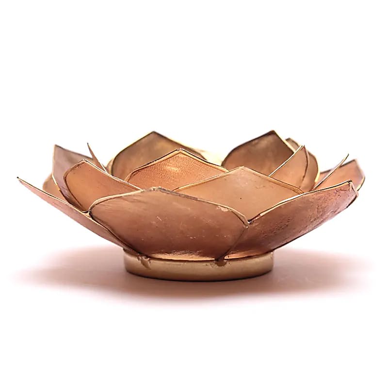Bougeoirs Pétales de Lotus - Bords dorés - Beige