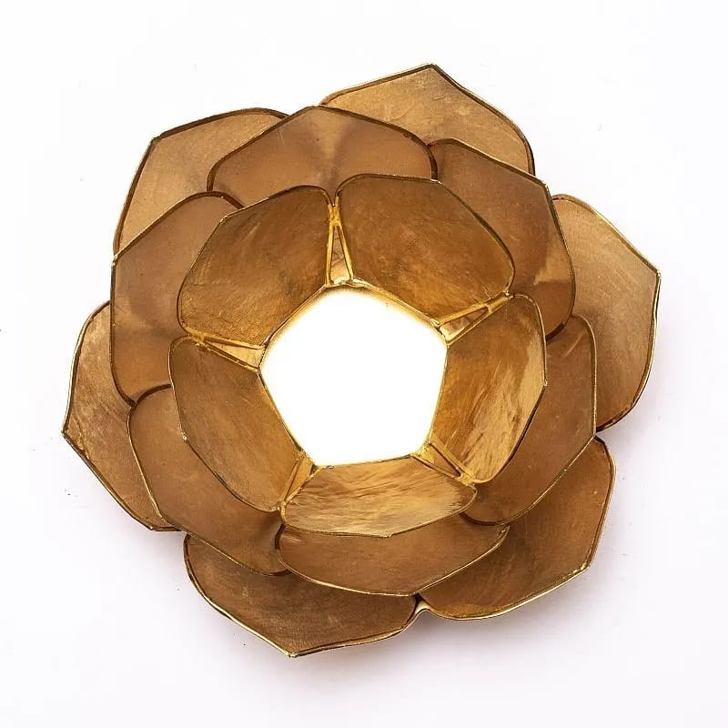 Bougeoirs Pétales de Lotus - Bords dorés - Beige - Vue de dessus