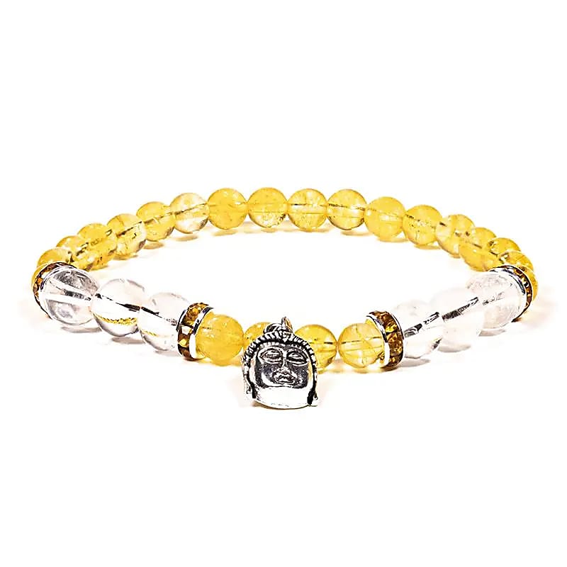 Bracelet Citrine et Cristal de Roche avec charm Bouddha
