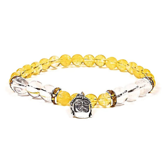Bracelet Citrine et Cristal de Roche avec charm Bouddha