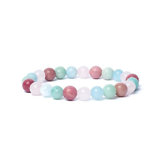 Bracelet Quartz rose / Amazonite / Aigue-Marine / Thulite - perles de 8 mm