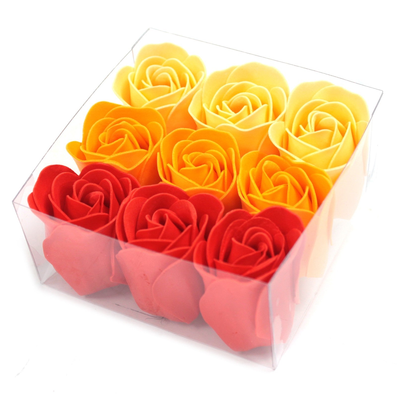 Boite de 9 roses de savon sans noeud d&