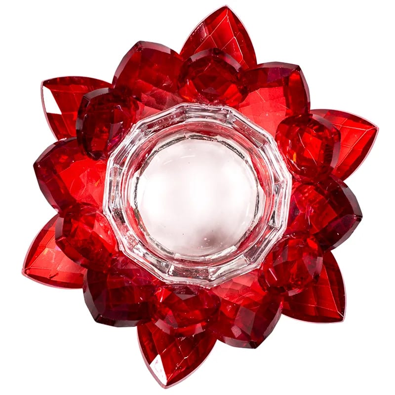 Bougeoir Lotus en Cristal Couleur – Rouge - 11 x 5.5 cm - vue de dessus