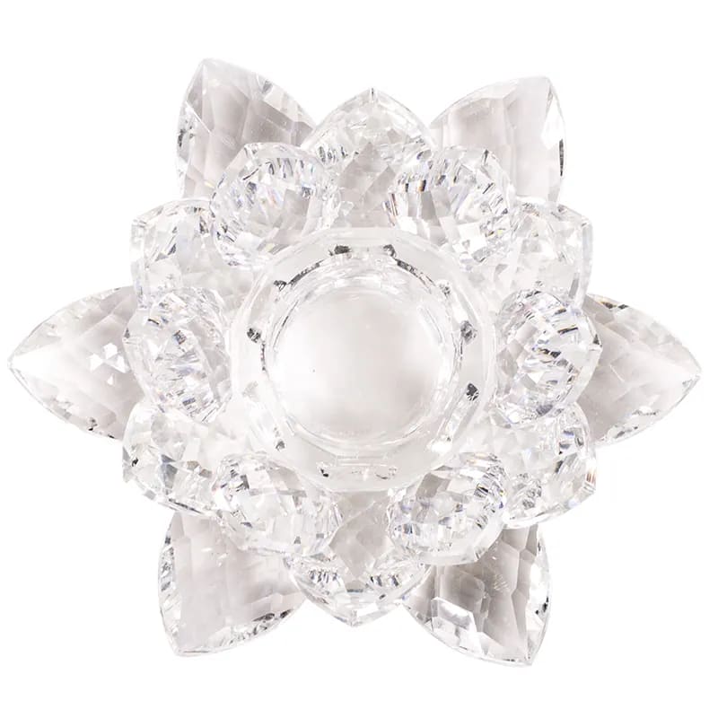 Bougeoir Lotus en Cristal Transparent - vue de dessus - 3*8 cm