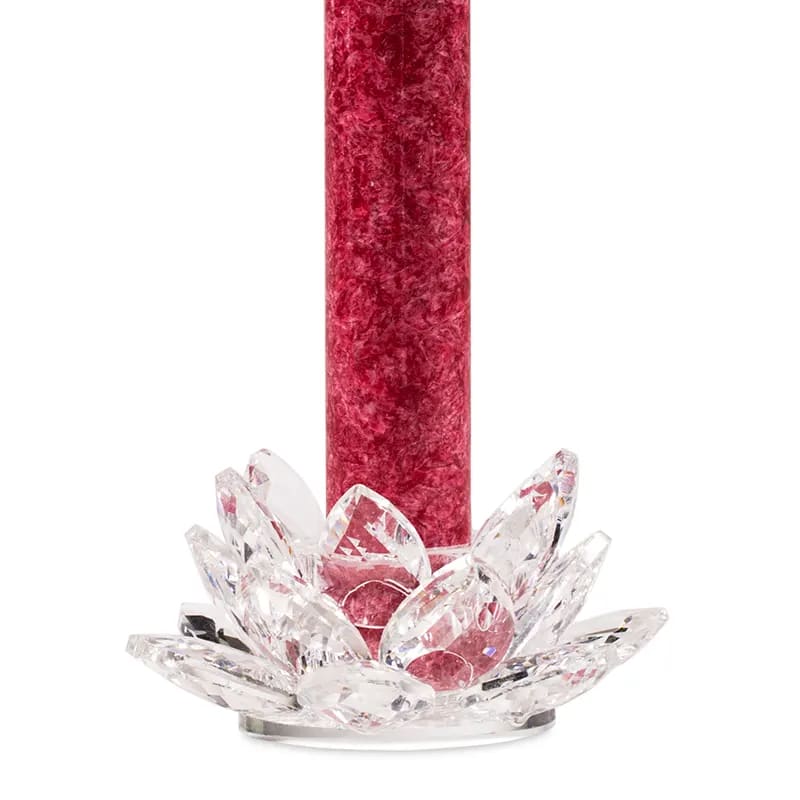 Bougeoir Lotus en Cristal Transparent - photo avec bougie - 3*8 cm