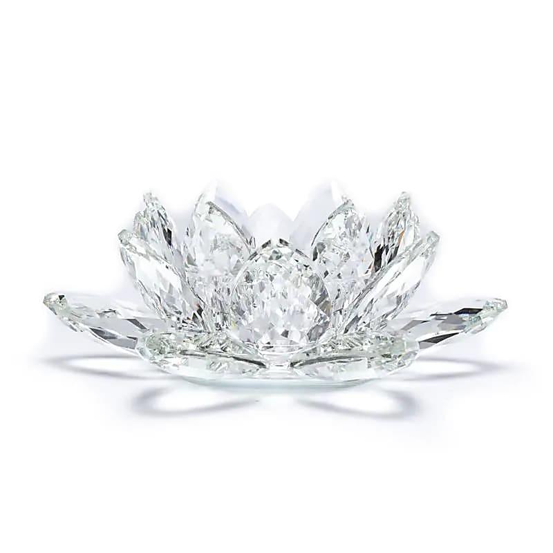 Bougeoir Lotus en Cristal Transparent - 9,5*20 cm - vue de profil