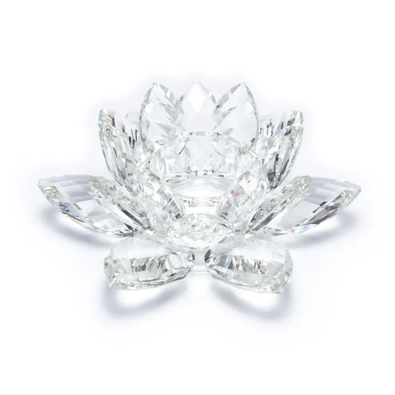 Bougeoir Lotus en Cristal Transparent - 9,5*20 cm
