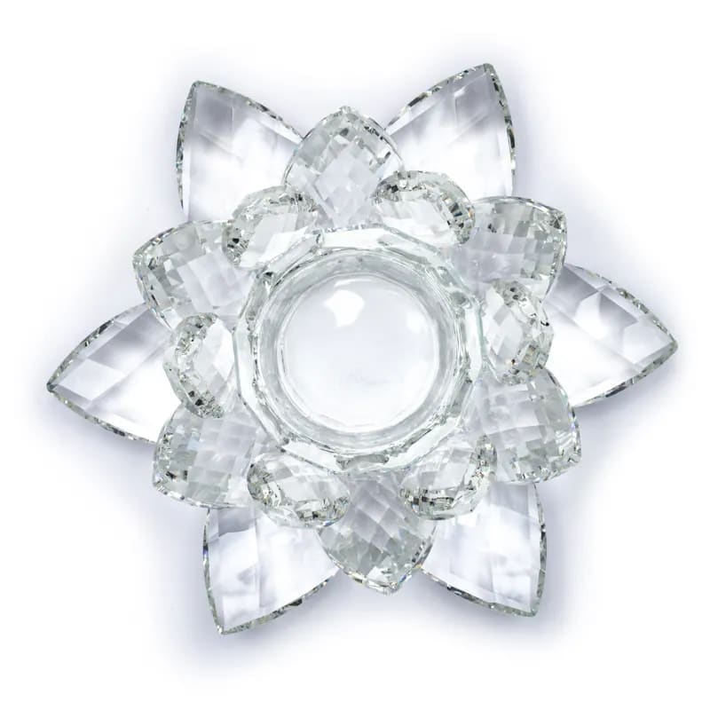 Bougeoir Lotus en Cristal Transparent - 9,5*20 cm - vue de dessus