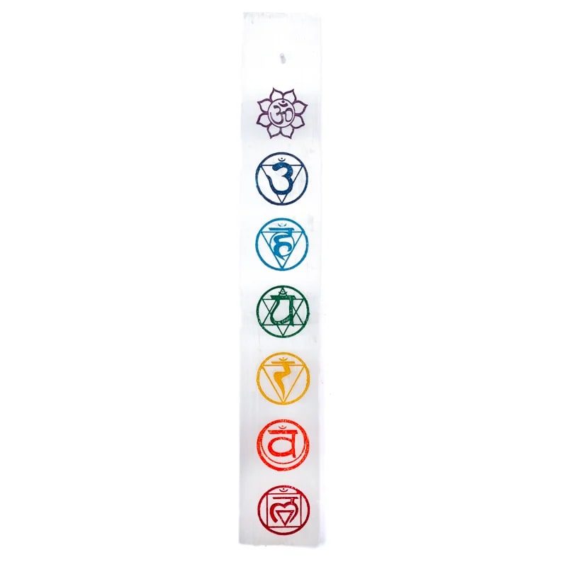 Porte-encens Sélénite 7 chakras long