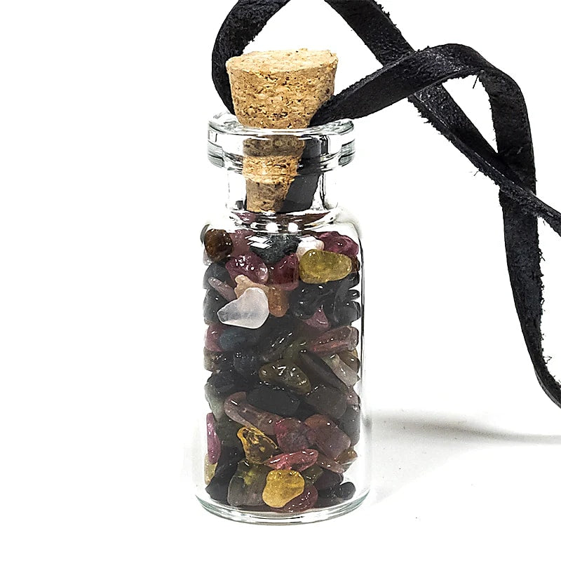 Bouteille en verre de pierres Tourmaline