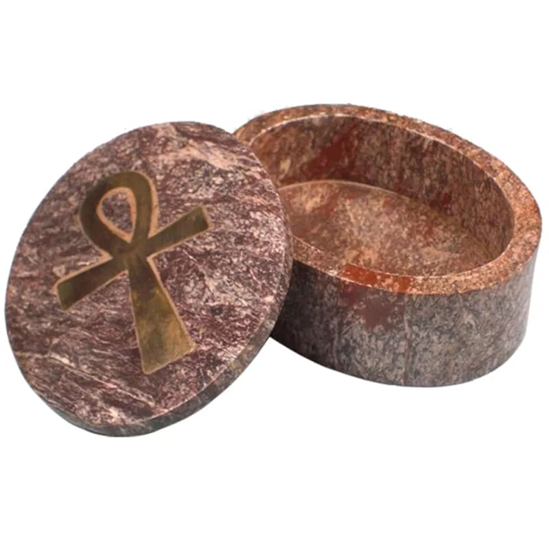 Boite symbole Ankh ovale en pierre à savon – vue 3