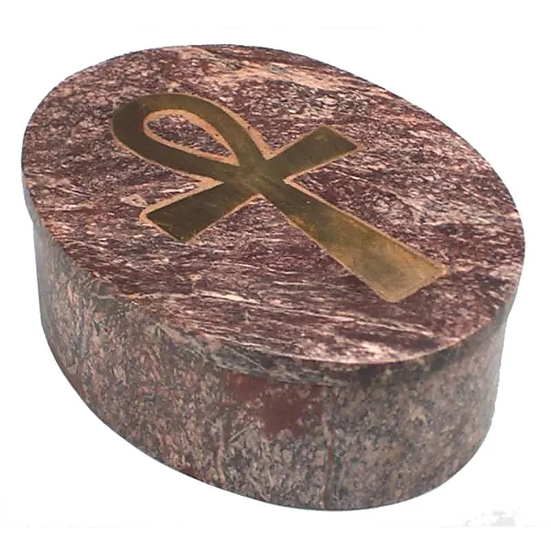 Boite symbole Ankh ovale en pierre à savon – vue 2