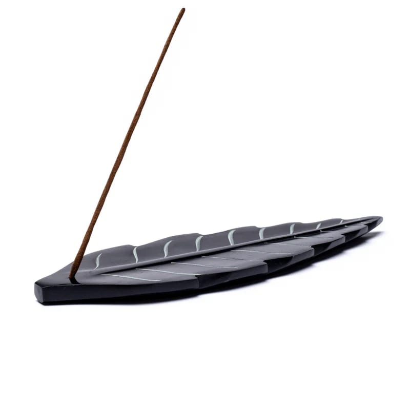 Brûleur encens bâton en stéatite - Forme de Feuille