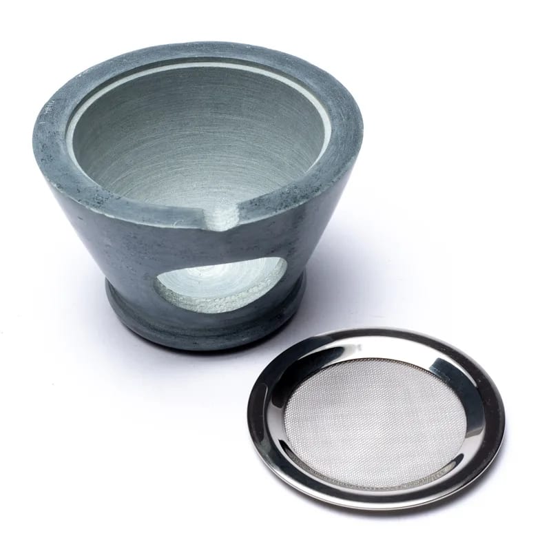 Brûleur encens en stéatite - Evasé gris