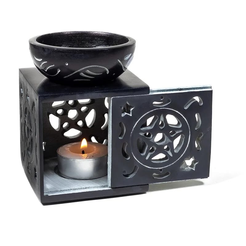 Brûle parfum carré en stéatite Pentacle – vue 3