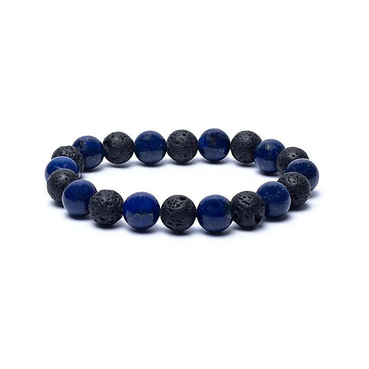 Bracelet Pierre de Lave et Sodalite - pierres de 10 mm