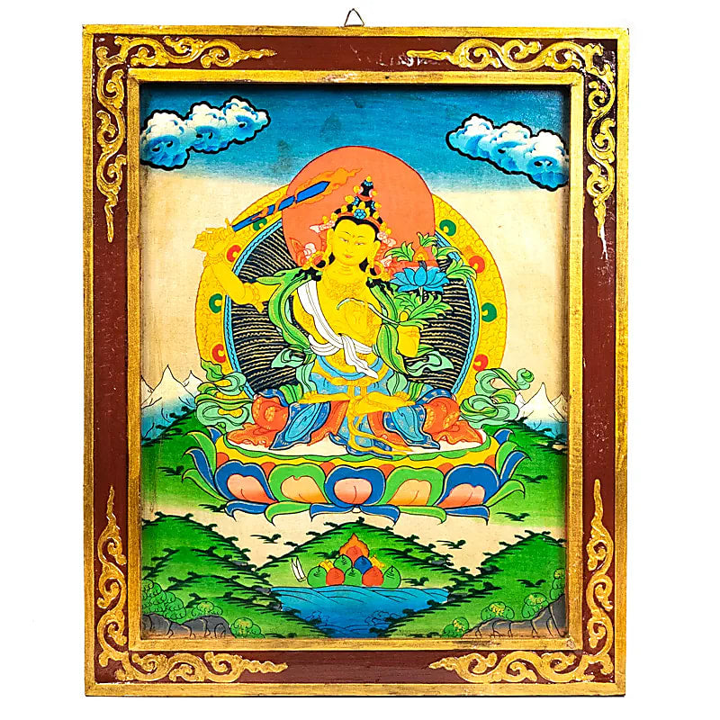 Thangka en bois peint à la main 33x44 cm