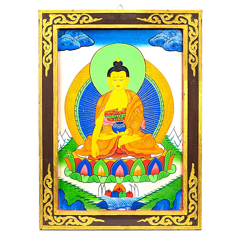 Thangka en bois peint à la main 33x44 cm