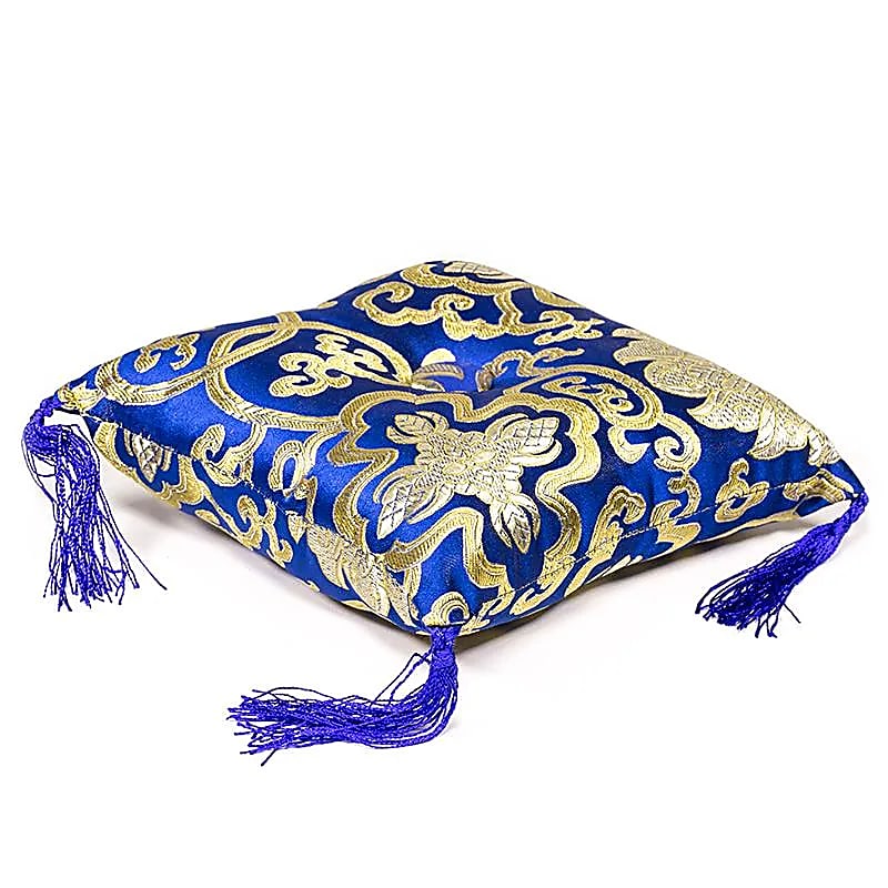 Coussin bleu fleuri pour Bol Tibétain - Diam 12 à 24 cm - 14x4 cm - Astroia